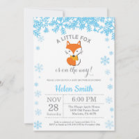 Fox Winter Blue Boy Baby Shower Snowflake