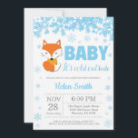 Fox Winter Blue Boy Baby Shower Snowflake Invitation<br><div class="desc">Fox Winter Blue Boy Baby Shower Snowflake Invitation. Baby its cold outside Baby Shower invitation. Blue Snowflake. Boy or Girl Baby Shower Invitation. Winter Holiday Baby Shower Invite. White Background. For further customisation,  please click the "Customise it" button and use our design tool to modify this template.</div>