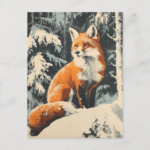 Fox Winter vintage  Postcard
