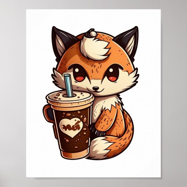 Fox with a cup poster (Front)