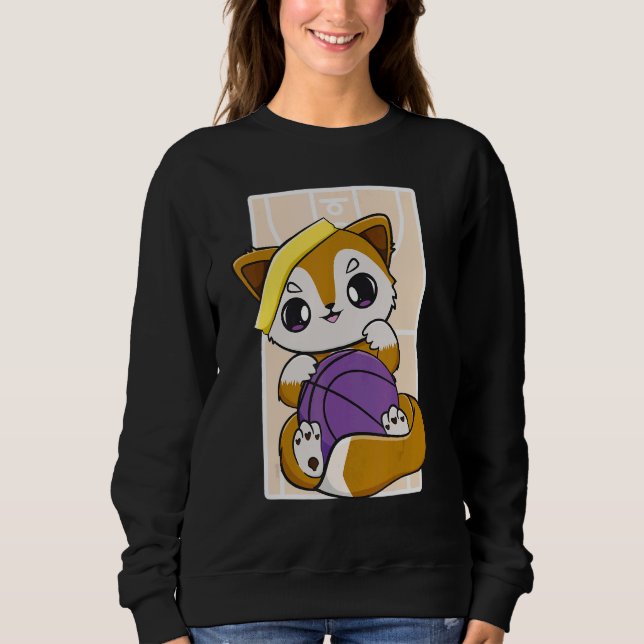 Fox With Basketball Dunk And Streetball Team Sport Sweatshirt (Front)