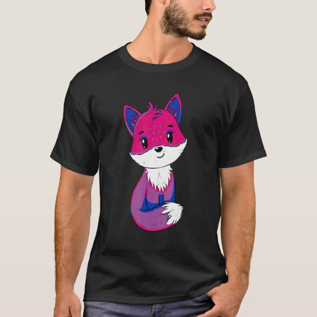 Fox With Bisexuality Flag Bisexual Lgbt Pride Mont T-Shirt (Front)