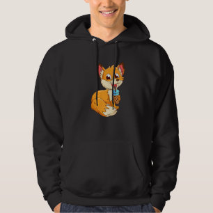 Fox with bubbel tea bubbeltea fox children  1 hoodie