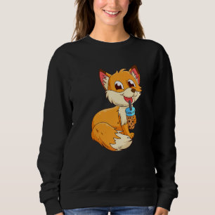 Fox with bubbel tea bubbeltea fox children  1 sweatshirt