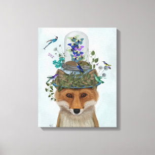Fox with Butterfly Bell Jar Canvas Print