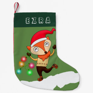 FOX WITH CHRISTMAS LIGHTS CHRISMTAS. CUTE FOX SMALL CHRISTMAS STOCKING
