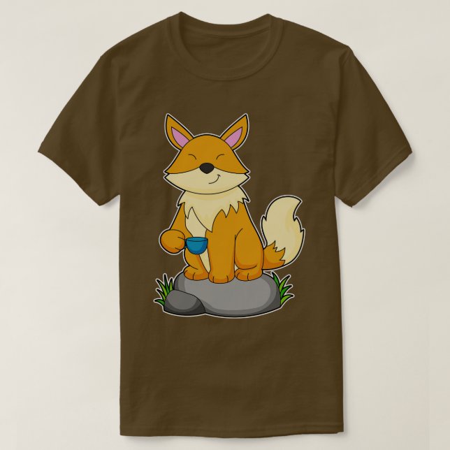 Fox with Coffee cup 1 T-Shirt (Design Front)