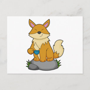 Fox with Coffee cup Postcard