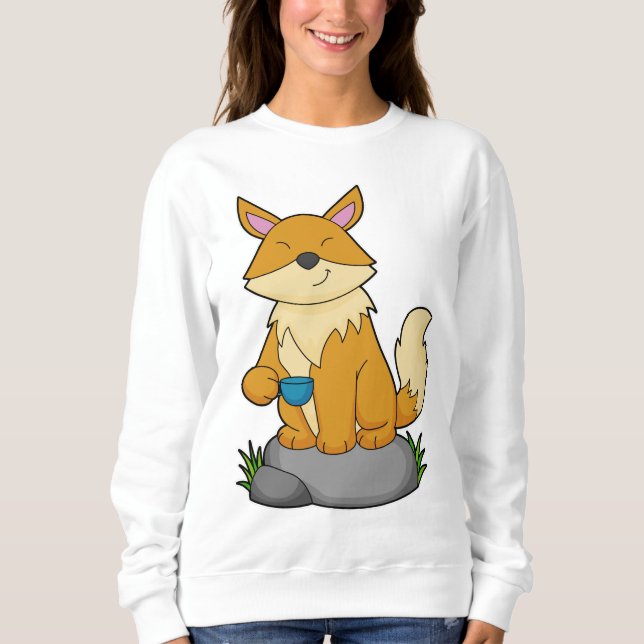 Fox with Coffee cup Sweatshirt (Front)