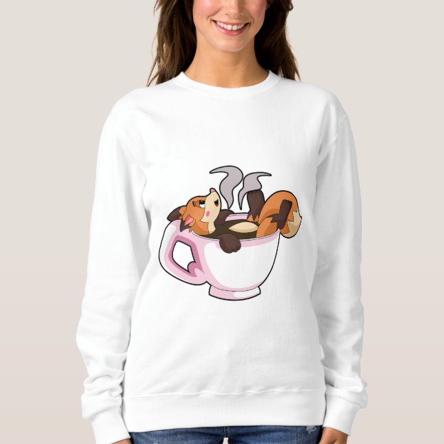 Fox with Coffee Cup Sweatshirt (Front)
