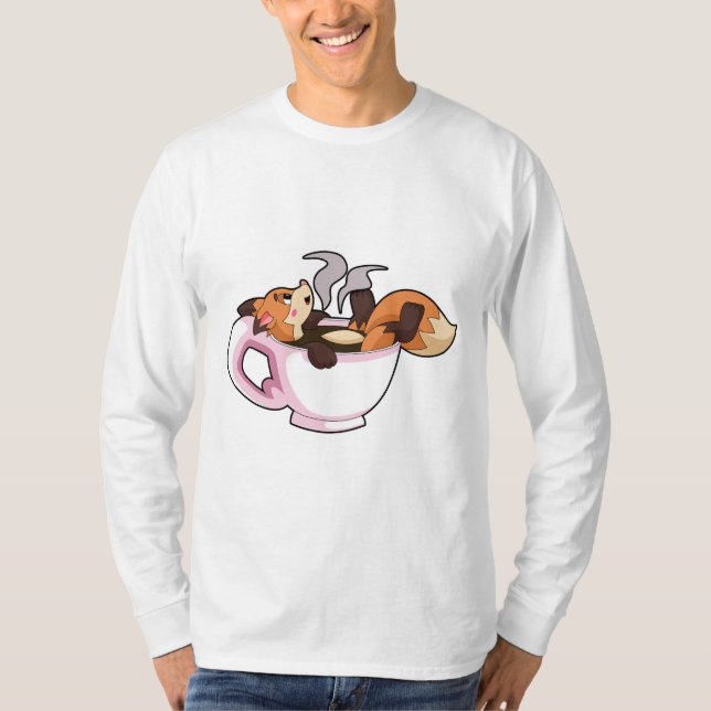 Fox with Coffee Cup T-Shirt (Front)