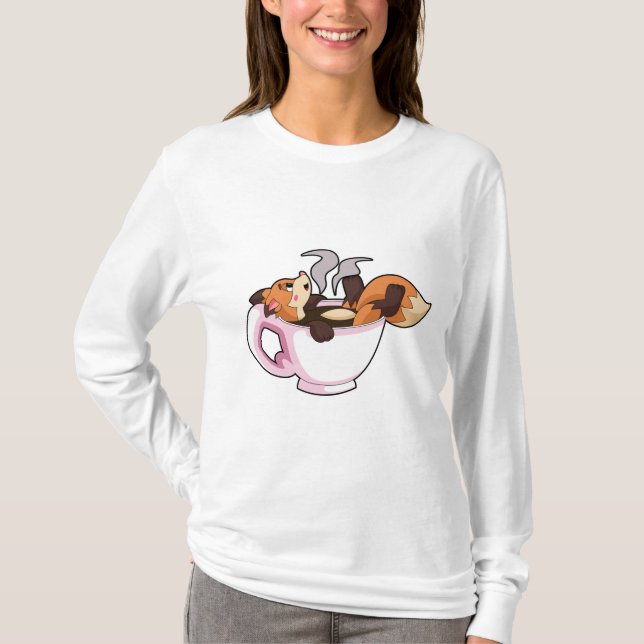 Fox with Coffee Cup T-Shirt (Front)