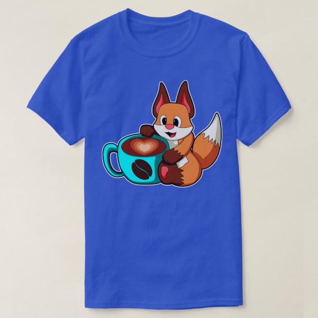 Fox with Cup of Coffee 2 T-Shirt (Design Front)