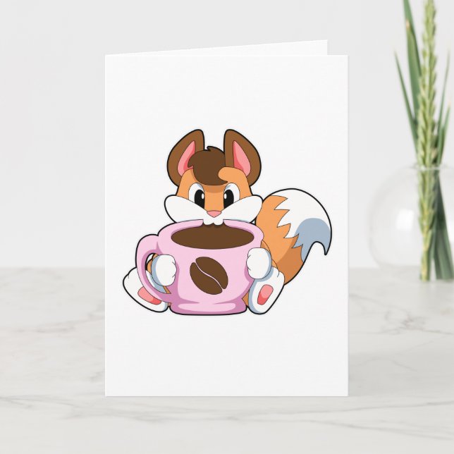 Fox with Cup of Coffee Card (Front)