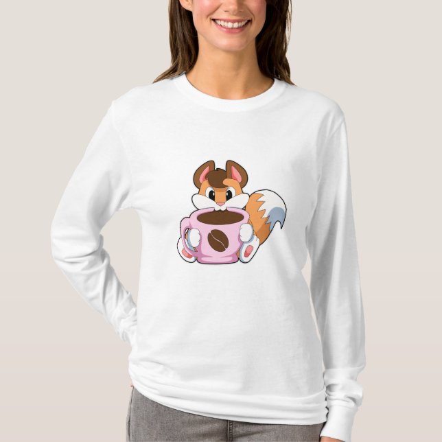 Fox with Cup of Coffee T-Shirt (Front)