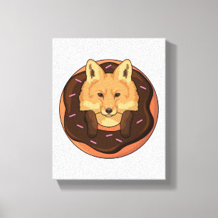 Fox with Doughnut Canvas Print