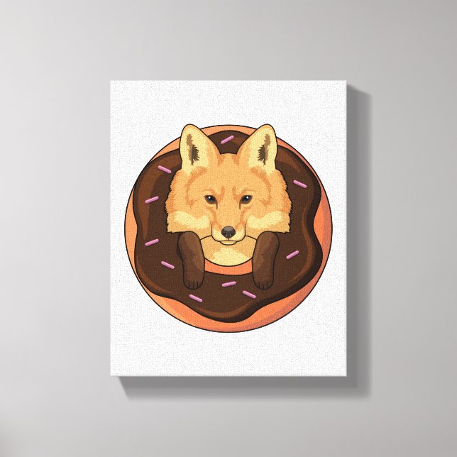 Fox with Doughnut Canvas Print (Front)