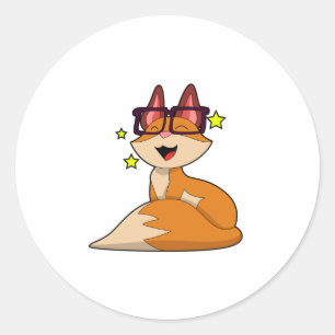 Fox with Glasses Classic Round Sticker