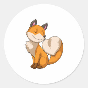 Fox with Heart Classic Round Sticker