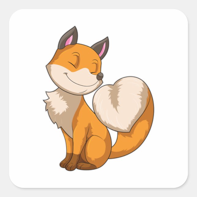 Fox with Heart Square Sticker (Front)