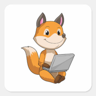 Fox with Laptop Square Sticker