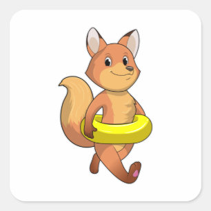 Fox with Lifebuoy Square Sticker