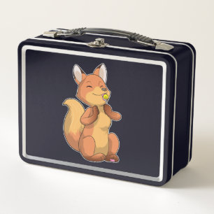 Fox with Lollipop Metal Lunch Box