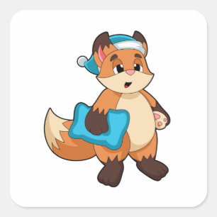 Fox with Nightcap Square Sticker