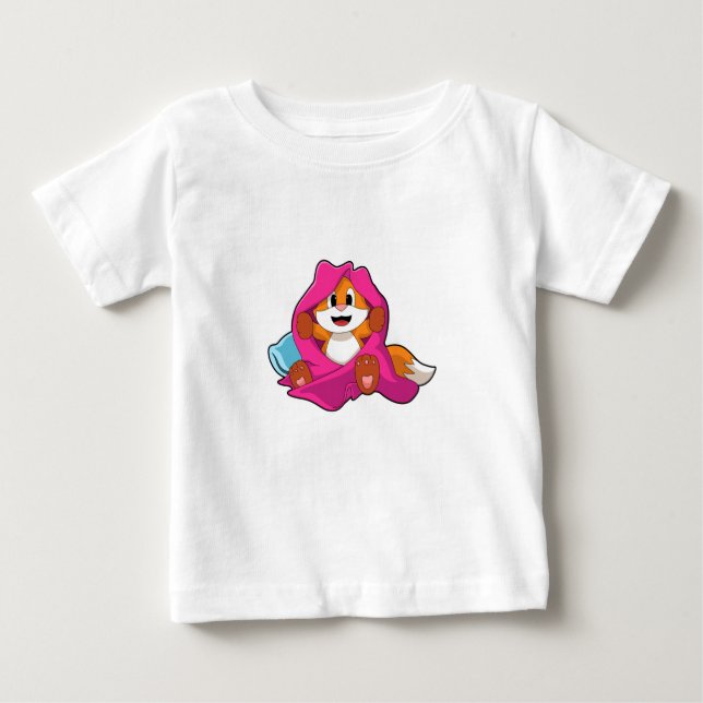Fox with Pillow and Blanket Baby T-Shirt (Front)