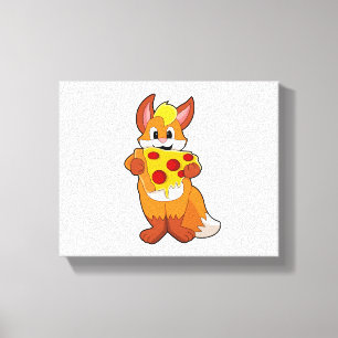 Fox with Pizza Canvas Print