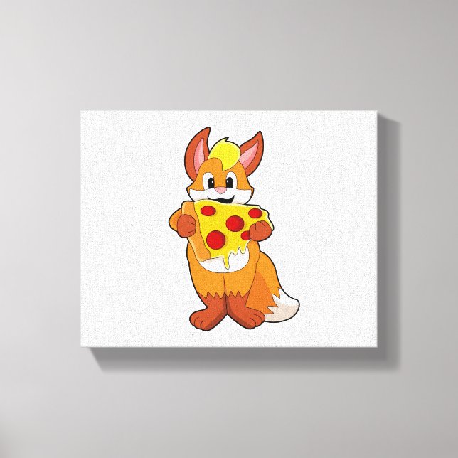 Fox with Pizza Canvas Print (Front)