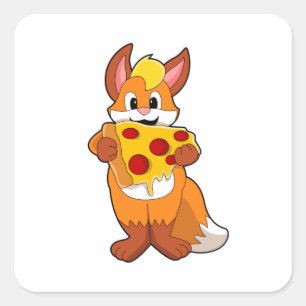 Fox with Pizza Square Sticker