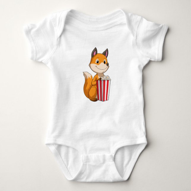 Fox with Popcorn Baby Bodysuit (Front)