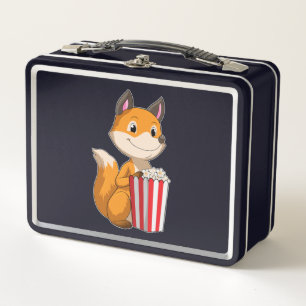 Fox with Popcorn Metal Lunch Box