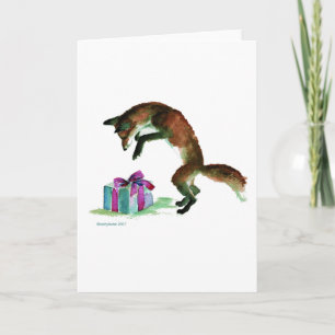 fox with present card
