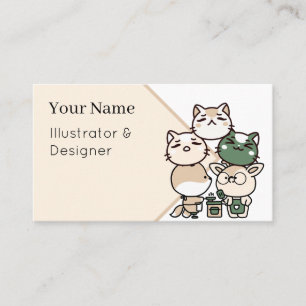 Fox with Prosthetic Leg and Deer Cooking Together Business Card