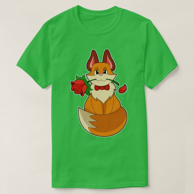 Fox with Rose Flower T-Shirt (Design Front)