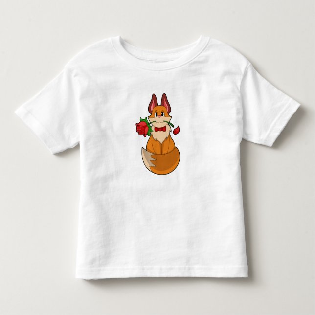 Fox with Rose Flower Toddler T-Shirt (Front)