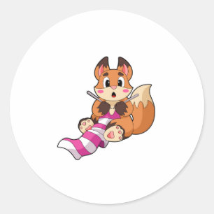 Fox with Scarf Classic Round Sticker