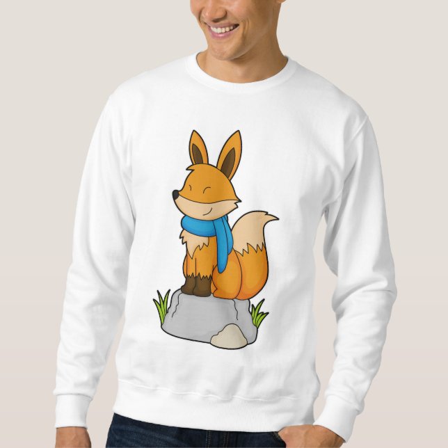 Fox with Scarf on Rock Sweatshirt (Front)