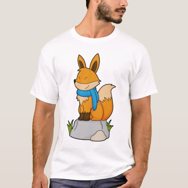 Fox with Scarf on Rock T-Shirt (Front)
