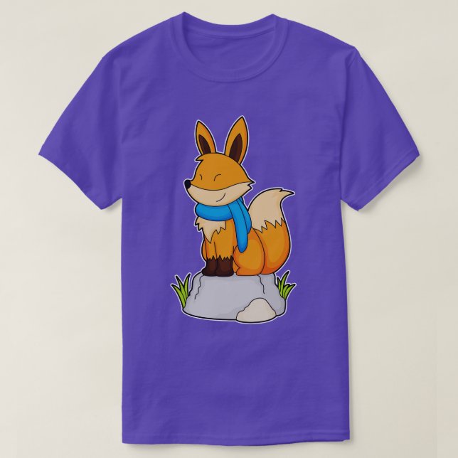 Fox with Scarf on Rock T-Shirt (Design Front)