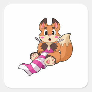 Fox with Scarf Square Sticker