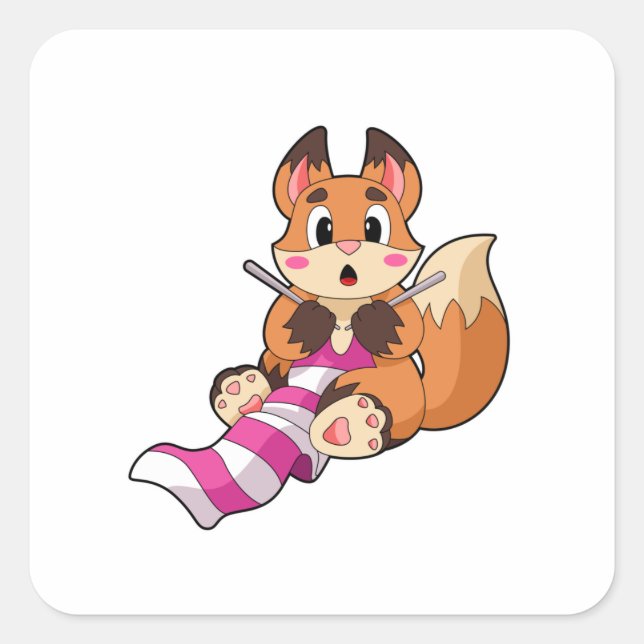 Fox with Scarf Square Sticker (Front)