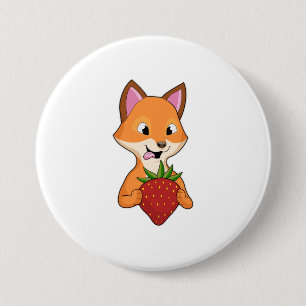 Fox with Strawberry 7.5 Cm Round Badge