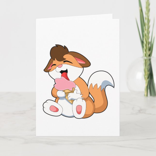 Fox with Strawberry Ice cream Card (Front)