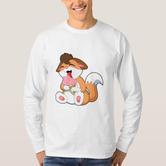 Fox with Strawberry Ice cream T-Shirt (Front)