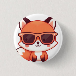 fox with sunglasses 3 cm round badge