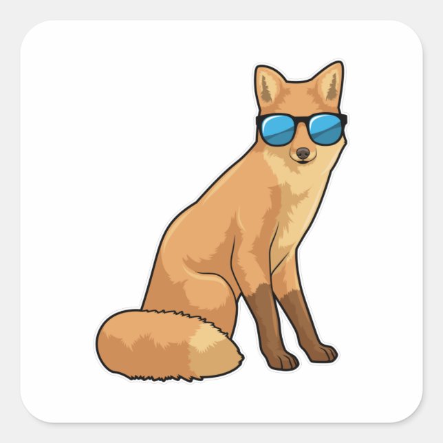 Fox with Sunglasses Square Sticker (Front)