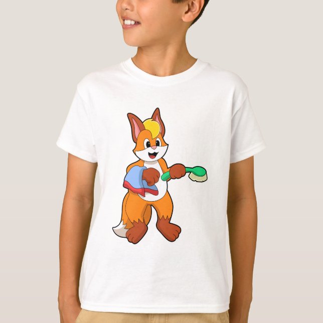 Fox with Towel & Brush T-Shirt (Front)